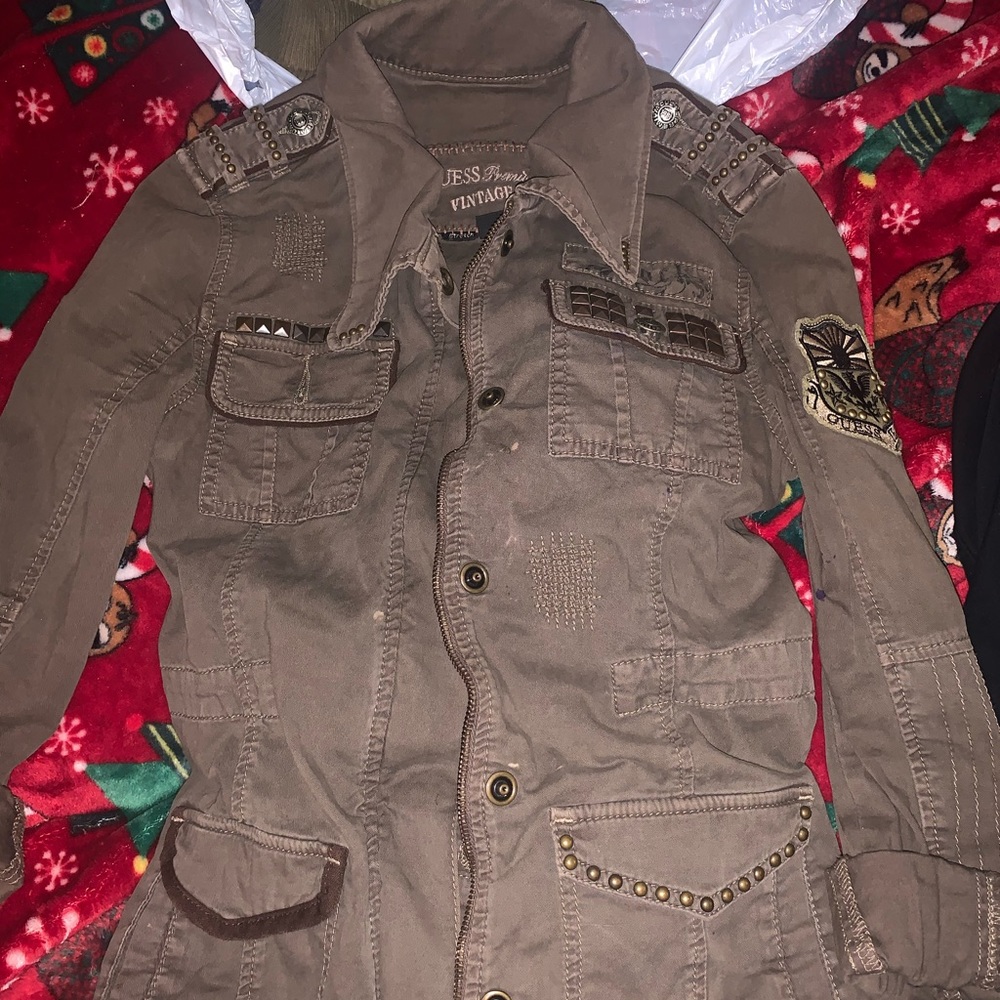 Guess vintage premium army green jacket